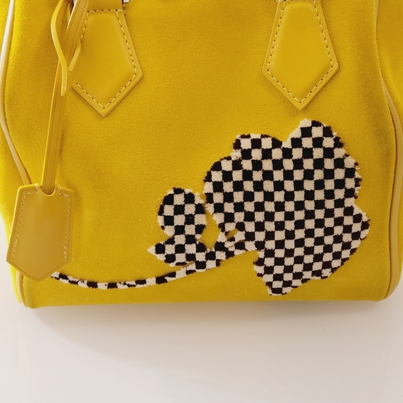 LOUIS VUITTON Speedy 20 Cube Illusion Fleur Yellow Suede pre owned - Picture 2 of 16